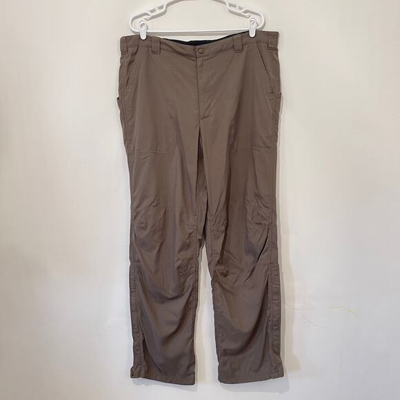 LL Bean Cargo Pants Mens XL Tall Brown Elastic Waist Pockets Zip Sides Quick Dry - Picture 1 of 12